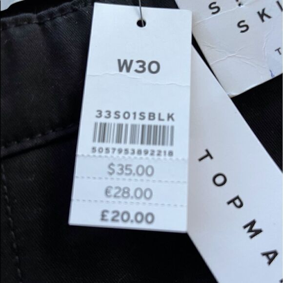 NWT Black Flat Front Men’s Topshop “Stretch Skinny” Shorts Size 30 - Picture 7 of 11